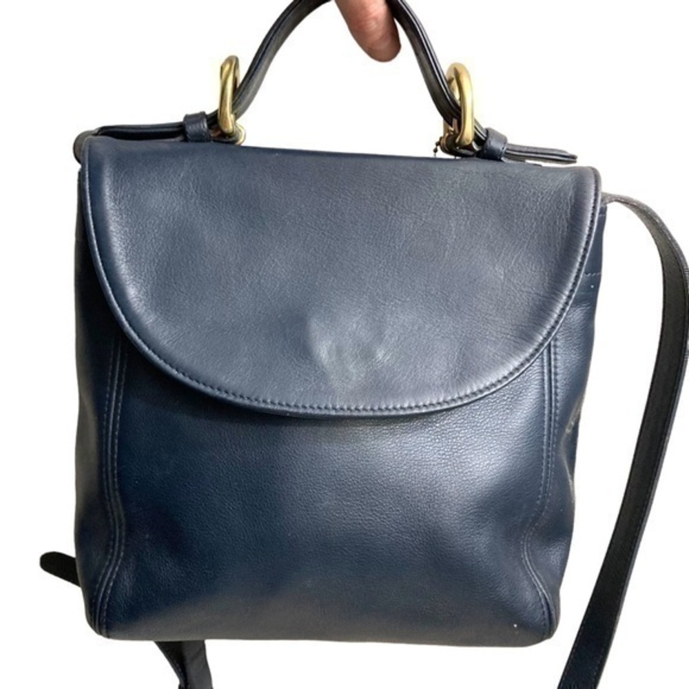 COACH USA Legacy Blue Leather Top Handle Handbag Crossbody Flap Purse 4158 rare
